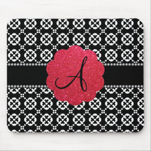 Schwarze dekorative Herzen des Monogramms Mousepad