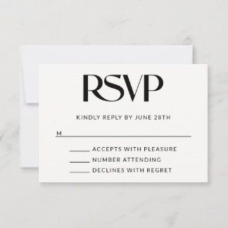 Schwarze dekorative Serif-Hochzeit RSVP Karte