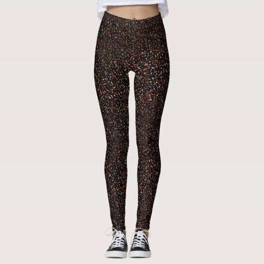 Schwarze der Schein-Leggings der Silber-und Leggings (Vorderseite)