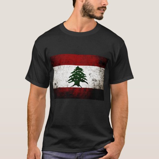 Schwarze der Schmutz-Libanon-Flagge T-Shirt (Vorderseite)
