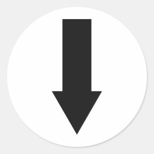 schwarze des Pfeiles Ikone unten Runder Aufkleber