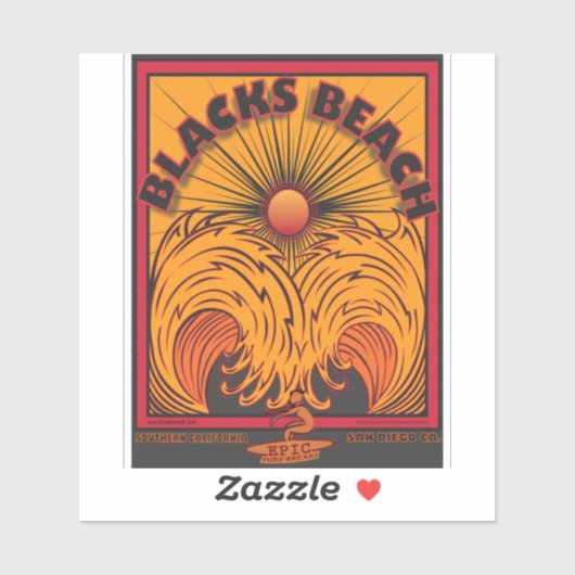 SCHWARZE DES STRANDES SAN DIEGO KALIFORNIEN AUFKLEBER (Blatt)