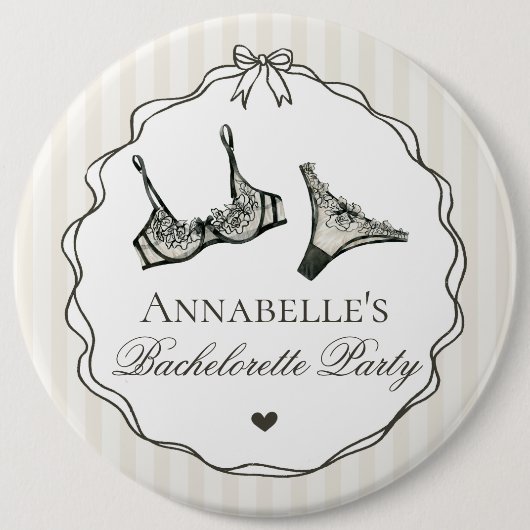 Schwarze Dessous-Dusche-Junggesellinnenabschied-Ga Button (Vorderseite)