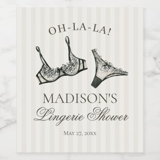 Schwarze Dessous-Dusche-Junggesellinnenabschied-Ga Weinetikett (Einzelnes Label)