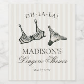 Schwarze Dessous-Duschparty-Accessoire für den Jun Weinetikett (Einzelnes Label)