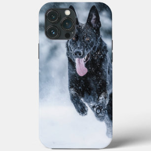 Schwarze Deutsche Schäferhunde im Schnee Bettdecke Case-Mate iPhone Hülle