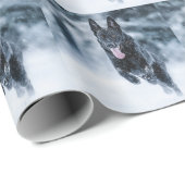 Schwarze Deutsche Schäferhunde im Schnee Bettwäsch Geschenkpapier (Rolleneckpunkt)