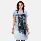 Schwarze Deutsche Schäferhunde im Schnee Bettwäsch Schürze (Getragen)
