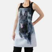 Schwarze Deutsche Schäferhunde im Schnee Bettwäsch Schürze (InSitu)