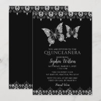 Schwarze Diamant-Spitze-Schmetterlinge Quinceañera