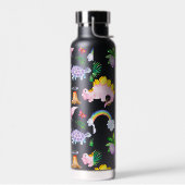 Schwarze Dinotiere Kindergeburtstag Geschenk Trinkflasche (Links)