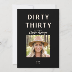 Schwarze Dirty Thirty Foto-Geburtstagsfeier  Einladung