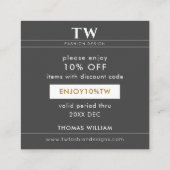 Schwarze Discount-Karte für den Mode-Designer Rabattkarte (Rückseite)