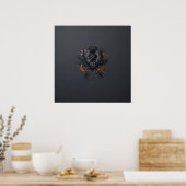 Schwarze Distel Ebereschenbeeren Dunkles Schottisc Poster (Küche)