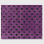 Schwarze Distressive Herzen auf Lila Geschenkpapier (Flach)
