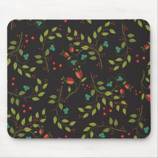 Schwarze Ditsy Blumenmausunterlage Mousepad