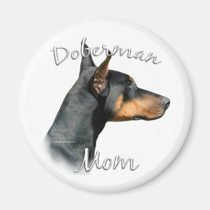 Schwarze Dobermann-Mama - Magnet