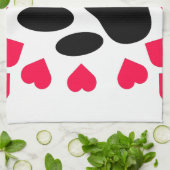 Schwarze Dog Paw Druck mit Herzformen Küchentuch (Gefaltet)