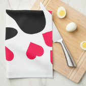 Schwarze Dog Paw Druck mit Herzformen Küchentuch (Viertel Falte)