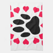 Schwarze Dog Paw Druck mit Herzformen Küchentuch (Vertikal)