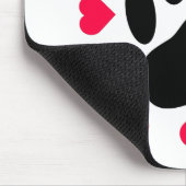 Schwarze Dog Paw Druck mit Herzformen Mousepad (Ecke)