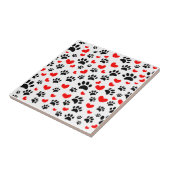 Schwarze Dog Paw Drucke und rote Herzen nach Maß Fliese (Seite)