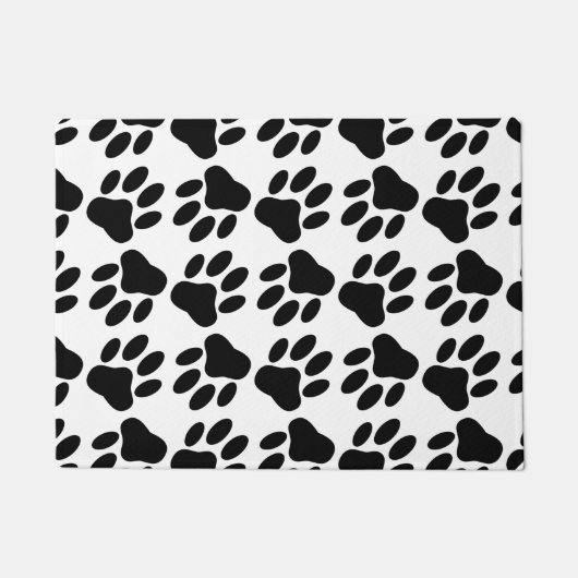 Schwarze Dog Paw druckt überall Fußmatte (Vorderseite)
