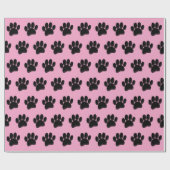 Schwarze Dog Paw Print Hand Dragezeichnet Custom Geschenkpapier (Flach)