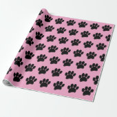 Schwarze Dog Paw Print Hand Dragezeichnet Custom Geschenkpapier (Ungerollt)
