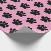 Schwarze Dog Paw Print Hand Dragezeichnet Custom Geschenkpapier (Ecke)