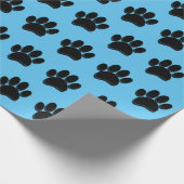 Schwarze Dog Paw Print Hand Dragezeichnet Custom Geschenkpapier (Ecke)