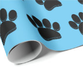 Schwarze Dog Paw Print Hand Dragezeichnet Custom Geschenkpapier (Rolleneckpunkt)