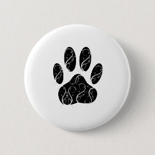 Schwarze Dog Pfosten mit weißen Schnörkeln Button