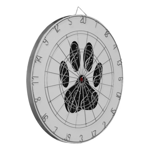 Schwarze Dog Pfosten mit weißen Schnörkeln Dartscheibe (Vorderseite Links)