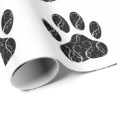 Schwarze Dog Pfosten mit weißen Schnörkeln Geschenkpapier (Rolleneckpunkt)