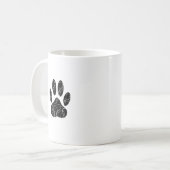 Schwarze Dog Pfosten mit weißen Schnörkeln Kaffeetasse (Vorderseite Links)