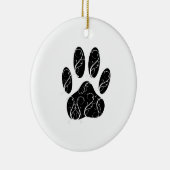 Schwarze Dog Pfosten mit weißen Schnörkeln Keramikornament (Rechts)