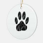 Schwarze Dog Pfosten mit weißen Schnörkeln Keramikornament (Links)