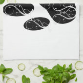 Schwarze Dog Pfosten mit weißen Schnörkeln Küchentuch (Gefaltet)