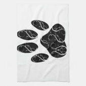 Schwarze Dog Pfosten mit weißen Schnörkeln Küchentuch (Vertikal)