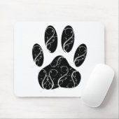 Schwarze Dog Pfosten mit weißen Schnörkeln Mousepad (Mit Mouse)