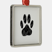 Schwarze Dog Pfosten mit weißen Schnörkeln Silbernes Ornament (Rechts)