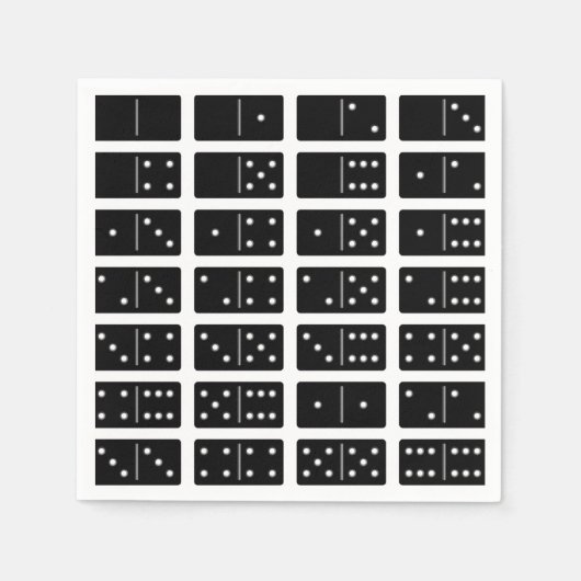 Schwarze Domino-Papier Servietten (Vorderseite)