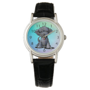 Schwarze DOODLE-Welpenuhr Armbanduhr