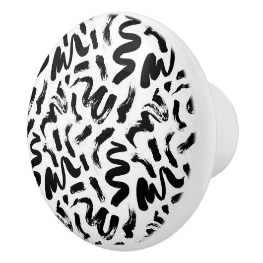 "Schwarze Doodles" Keramikknauf (Rechts)