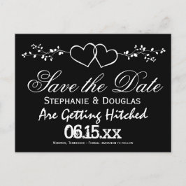 Schwarze Doppelherzen Save the Date Postkarten