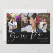 Schwarze doppelseitige Fotos, die das Datum speich Save The Date (Vorderseite)