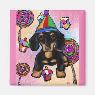 Schwarze Doxie Lollipups Magnet