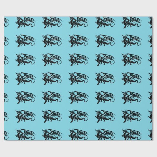Schwarze Drache-Silhouette Geschenkpapier (Flach)