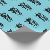 Schwarze Drache-Silhouette Geschenkpapier (Ecke)